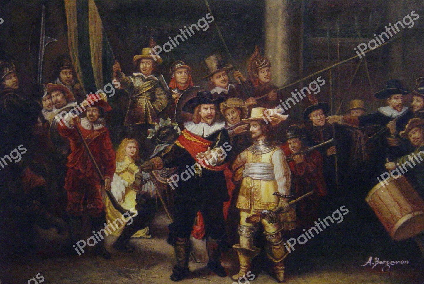 A Night Watch. The painting by Rembrandt van Rijn