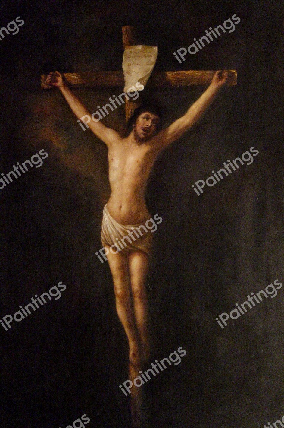 Christ On The Cross. The painting by Rembrandt van Rijn
