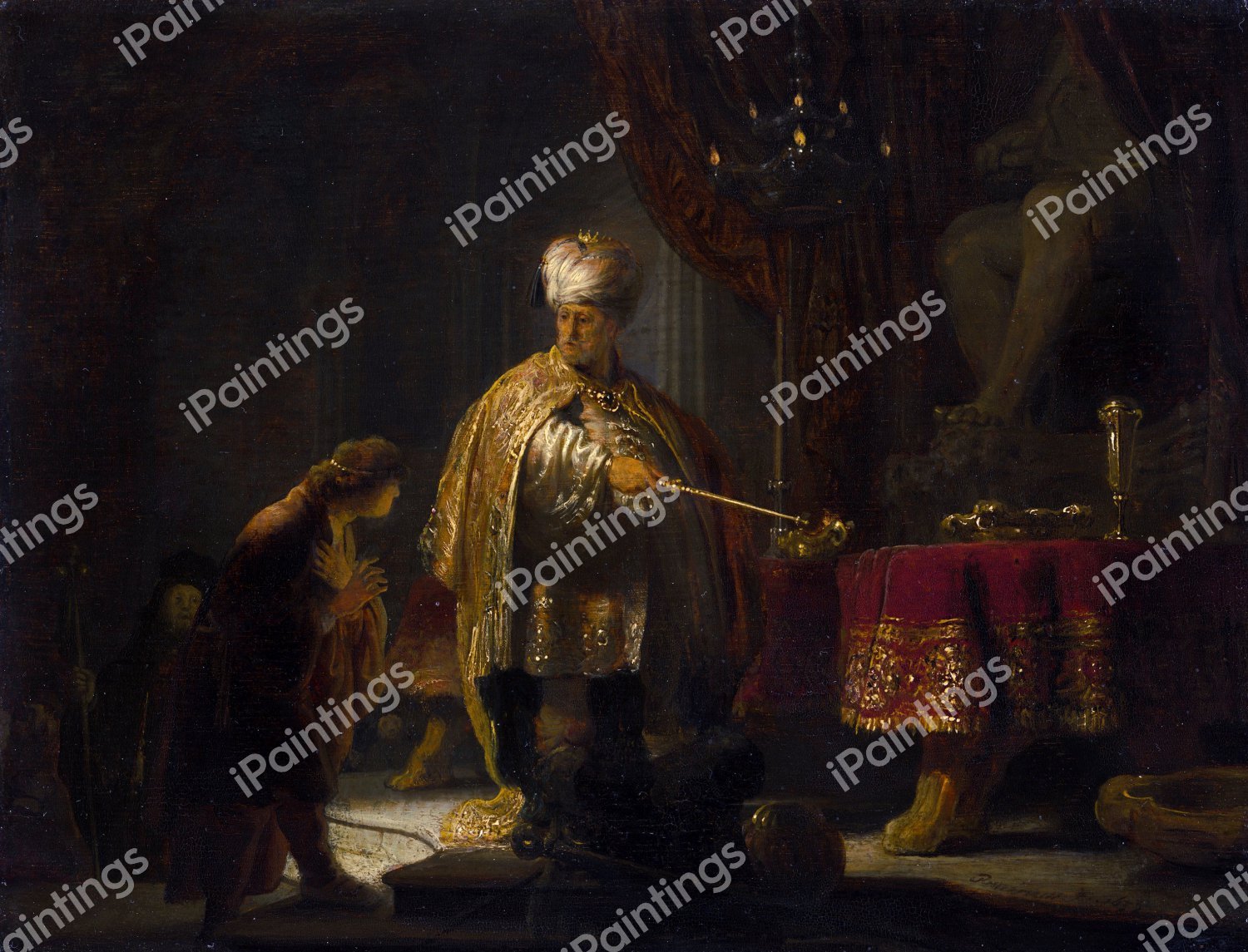Daniel and Cyrus before the Idol Bel. The painting by Rembrandt van Rijn