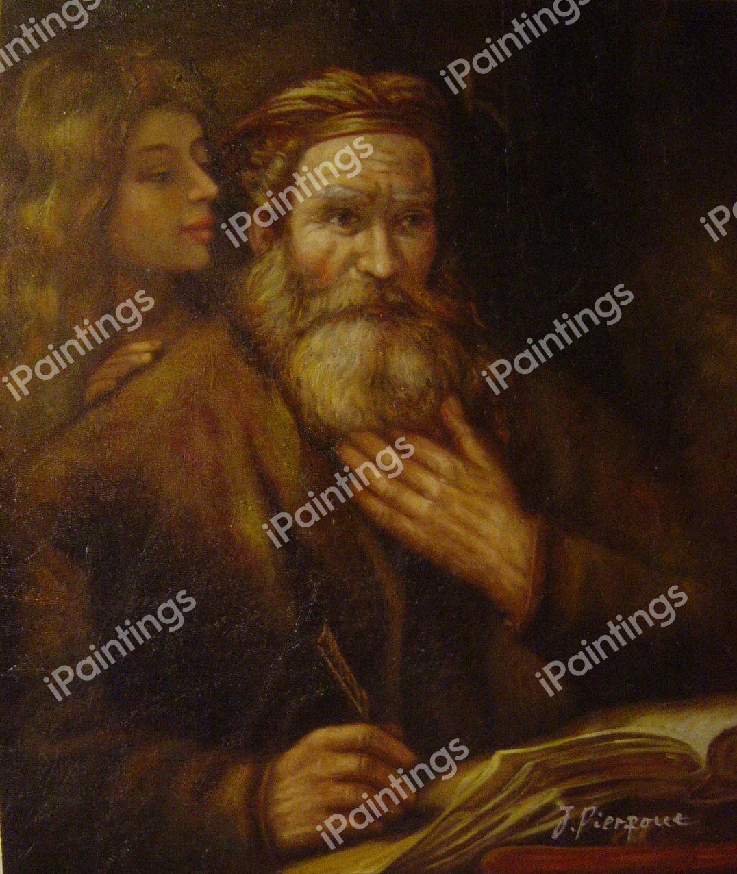 Evangelist Matthew And The Angel. The painting by Rembrandt van Rijn