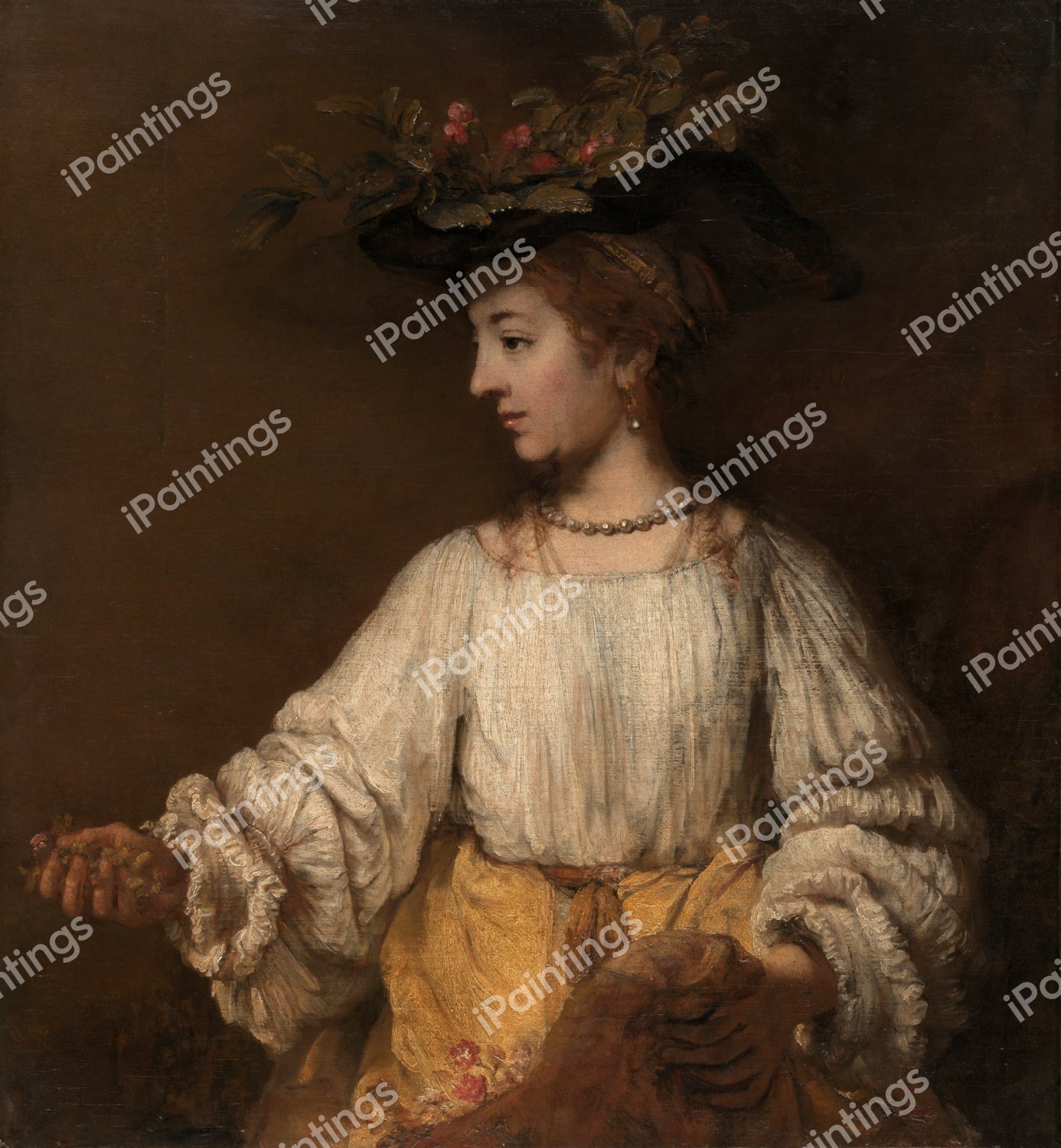 Flora. The painting by Rembrandt van Rijn