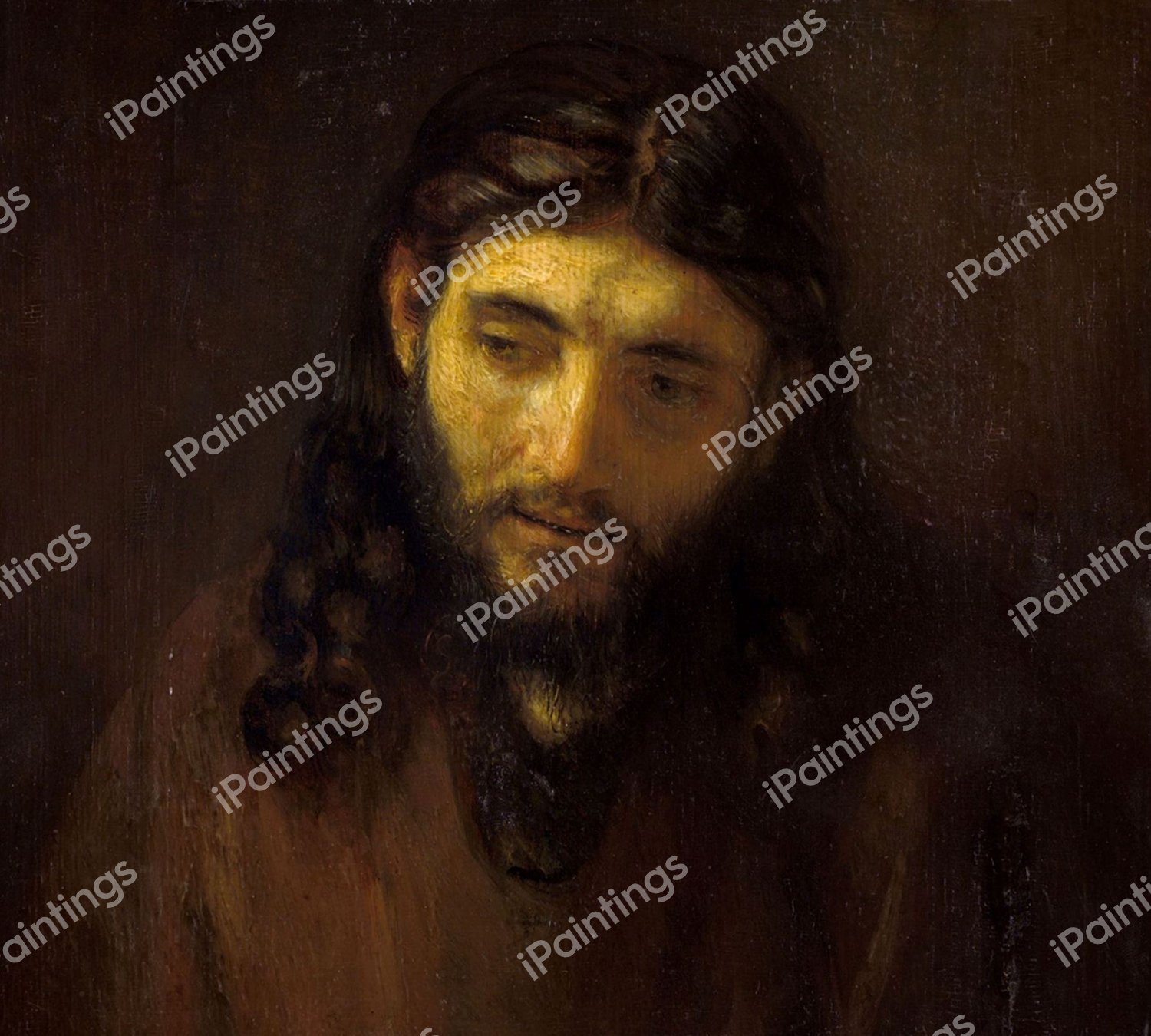 Head of Christ, 164856 Painting by Rembrandt van Rijn Reproduction