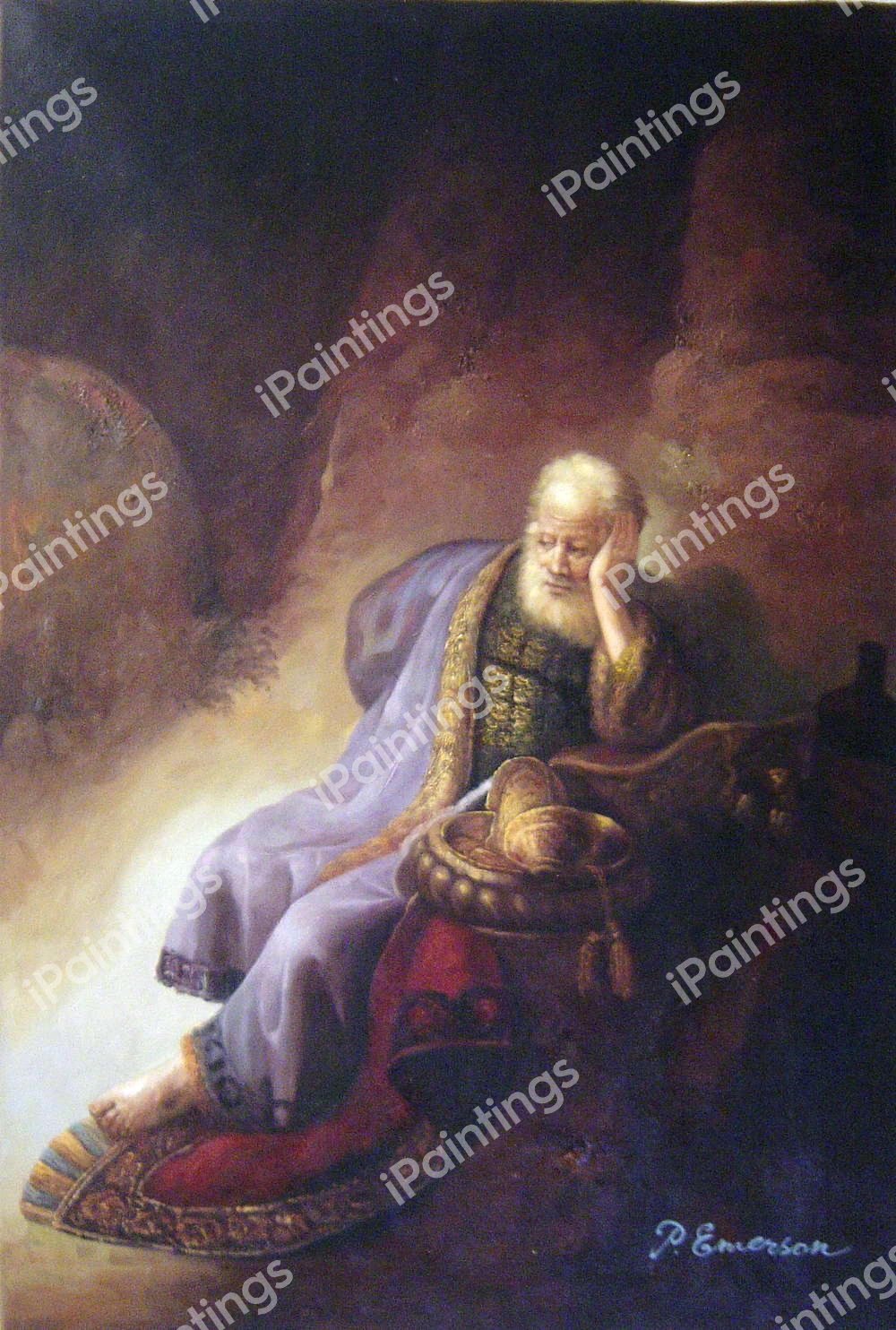 Jeremiah Lamenting The Destruction Of Jerusalem. The painting by Rembrandt van Rijn