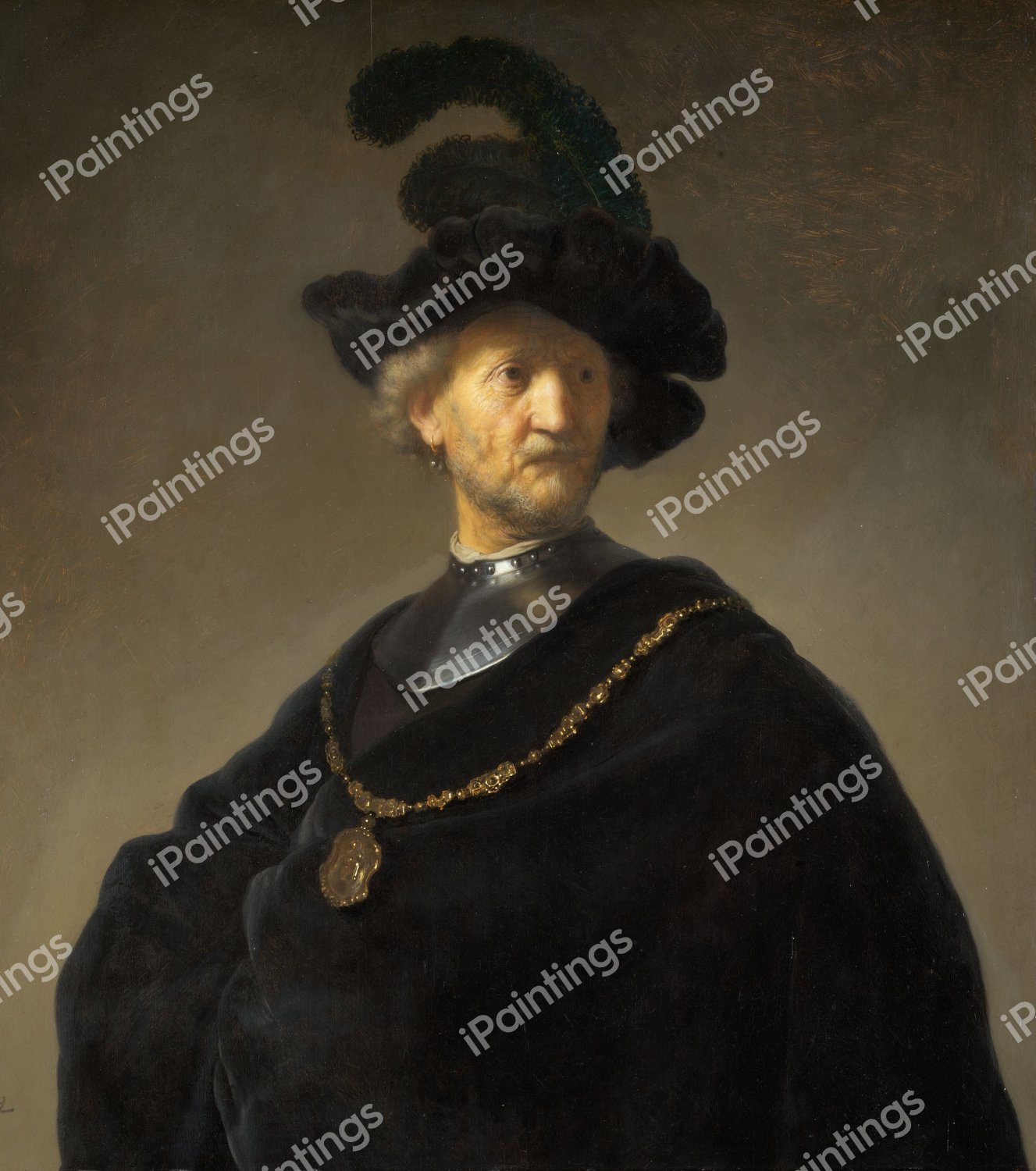 Old Man with a Gold Chain. The painting by Rembrandt van Rijn