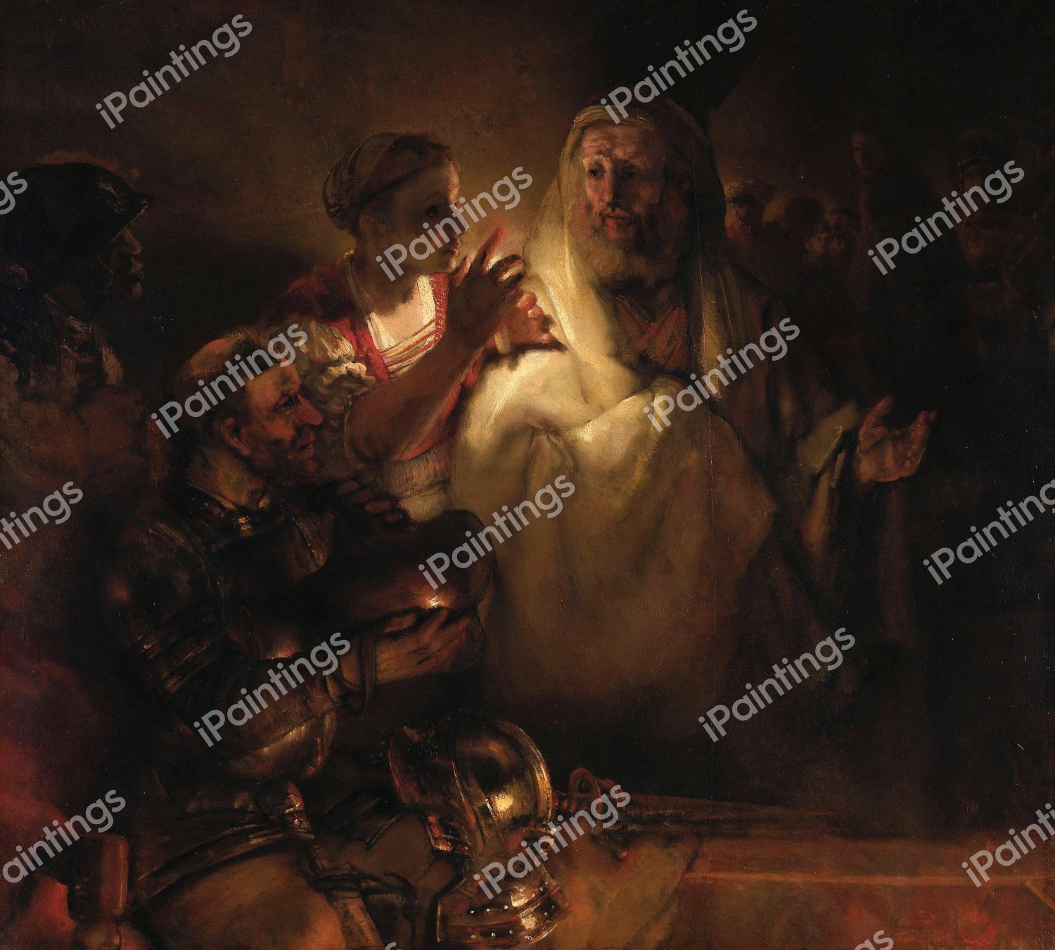 Peter Denouncing Christ . The painting by Rembrandt van Rijn