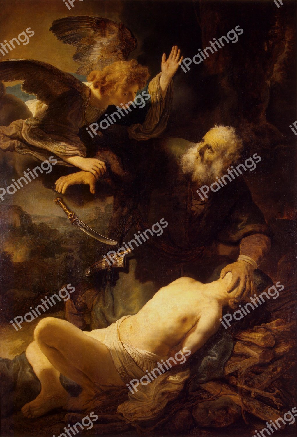 Sacrifice of Isaac. The painting by Rembrandt van Rijn