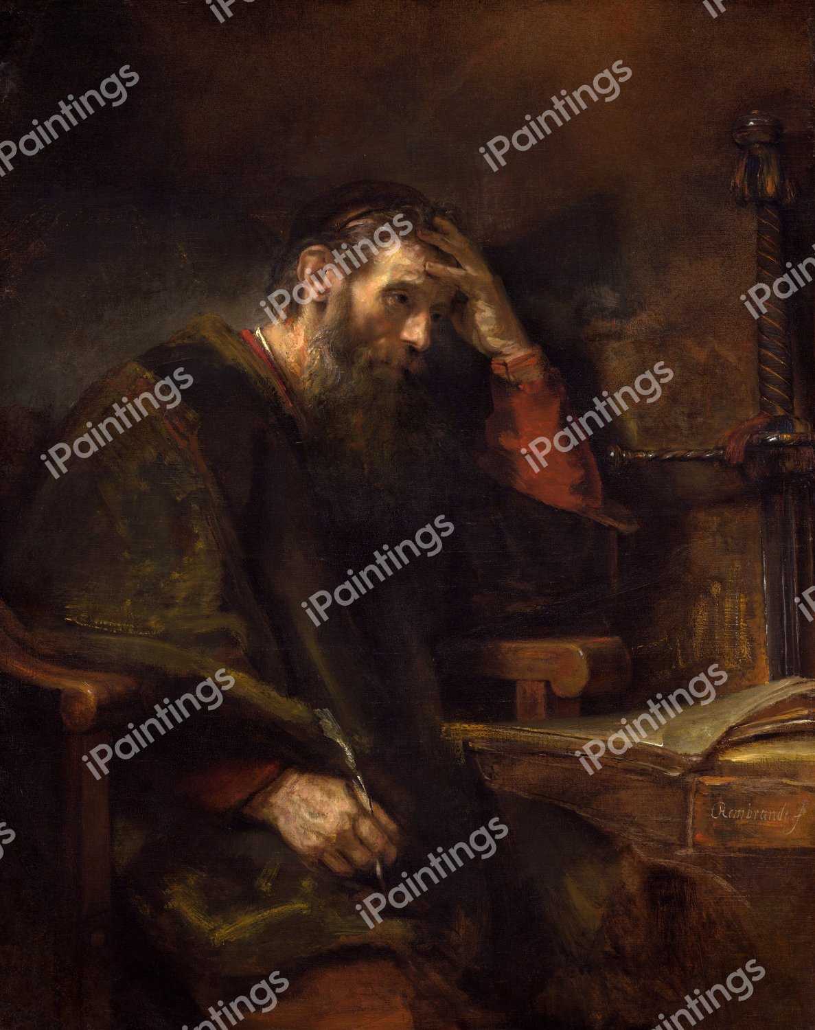 Saint Paul Painting by Rembrandt van Rijn Reproduction | iPaintings.com