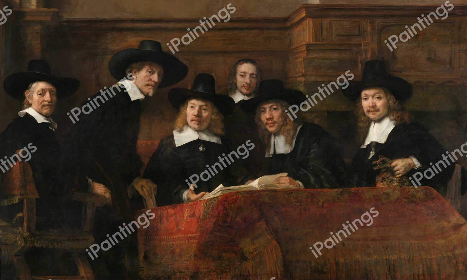 Syndics of the Amsterdam Drapers' Guild. The painting by Rembrandt van Rijn