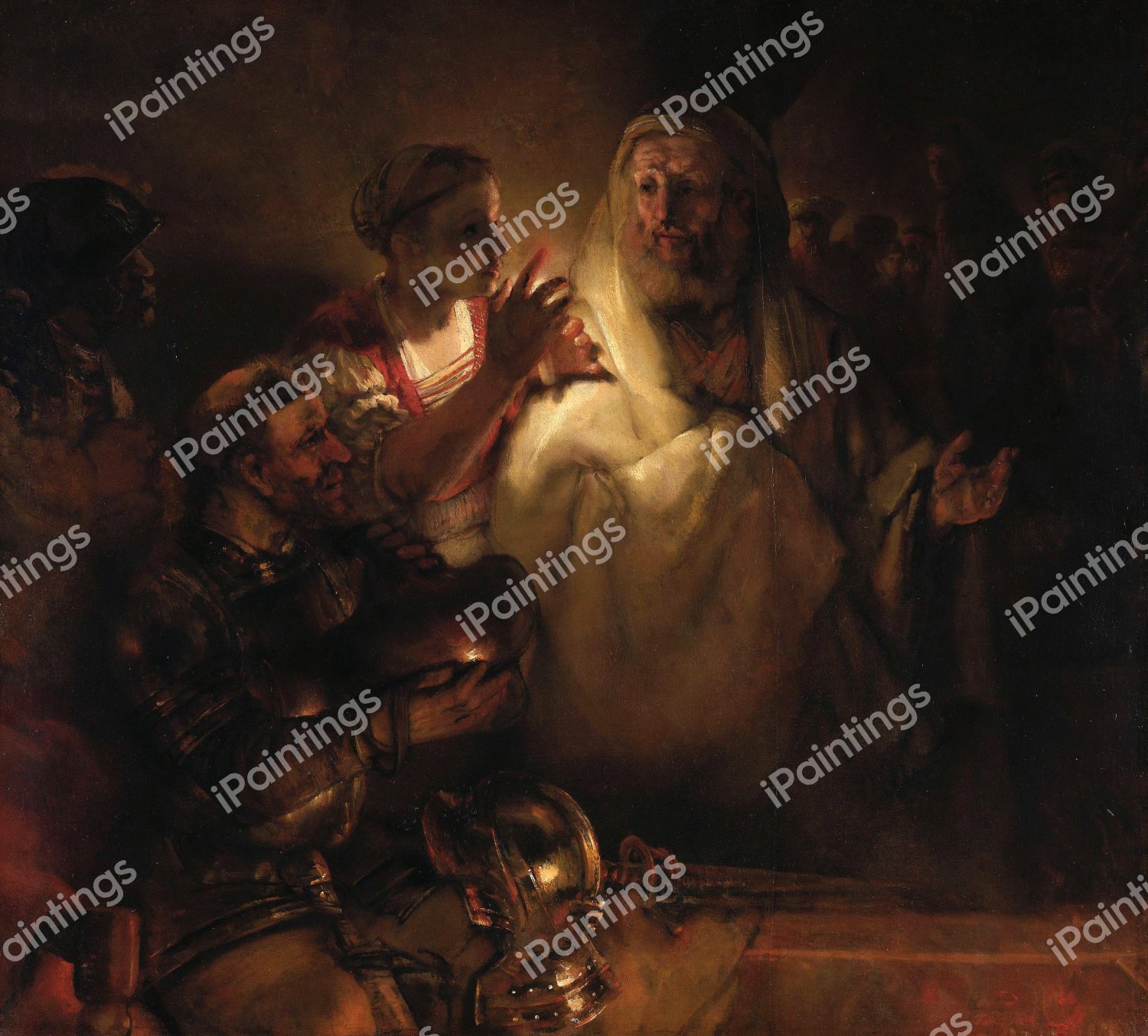 The Denial of St Peter. The painting by Rembrandt van Rijn