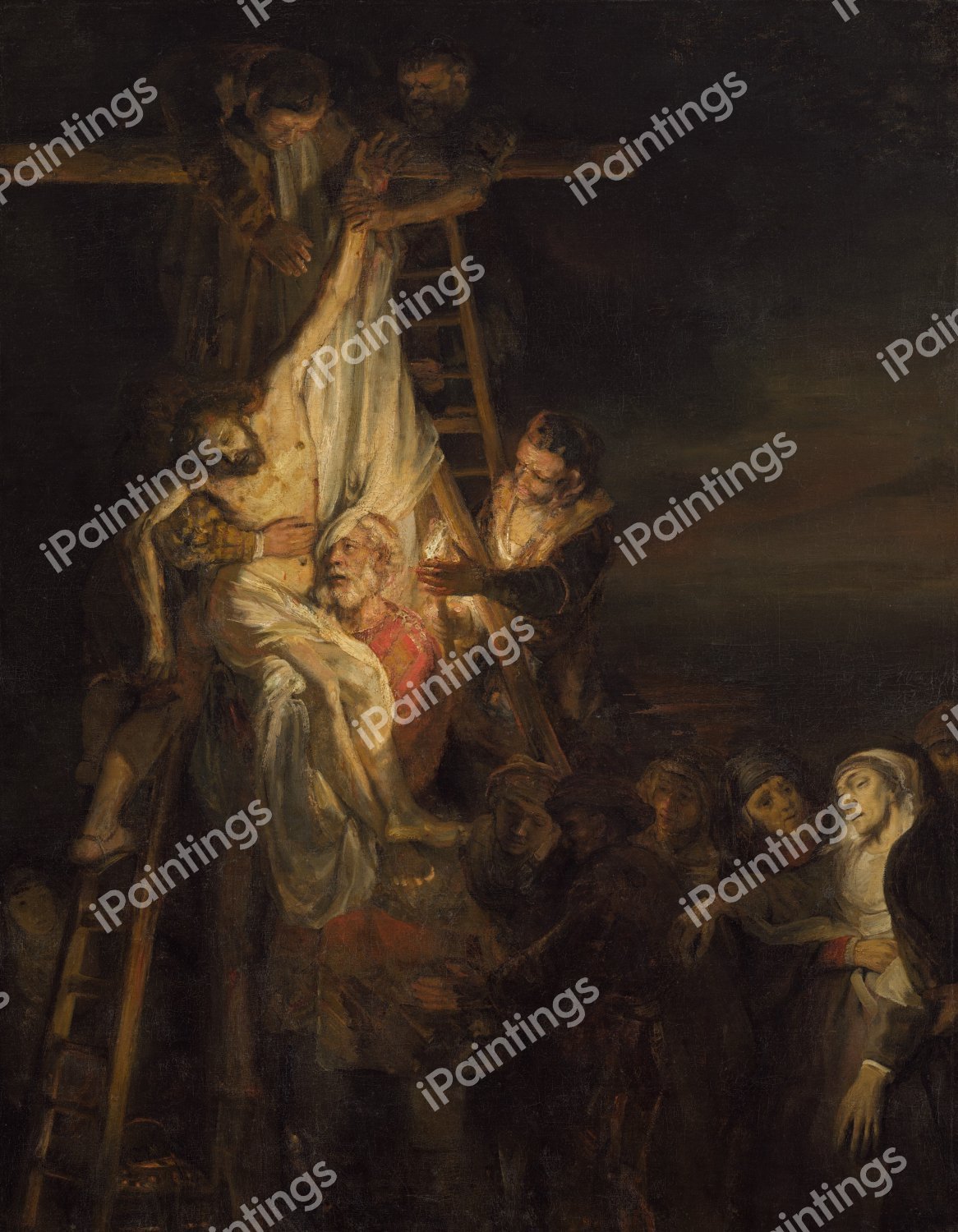 The Descent from the Cross. The painting by Rembrandt van Rijn