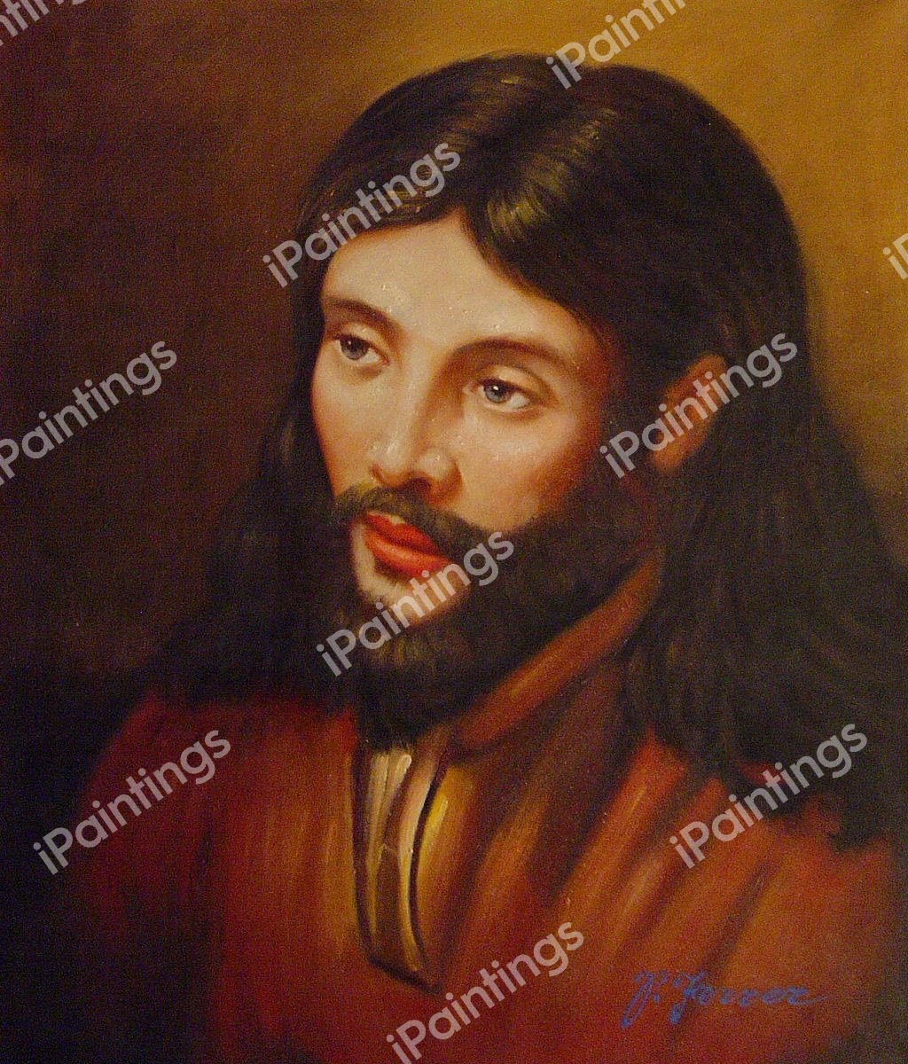 The Head Of Christ. The painting by Rembrandt van Rijn