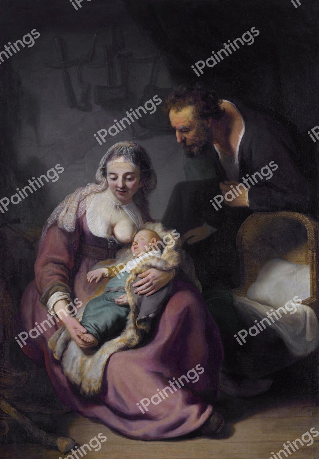 The Holy Family. The painting by Rembrandt van Rijn