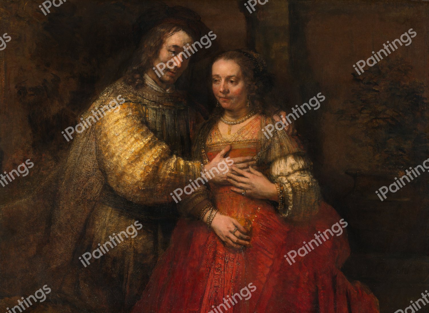 The Jewish Bride. The painting by Rembrandt van Rijn