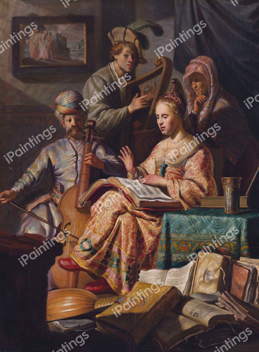 The Music Party. The painting by Rembrandt van Rijn