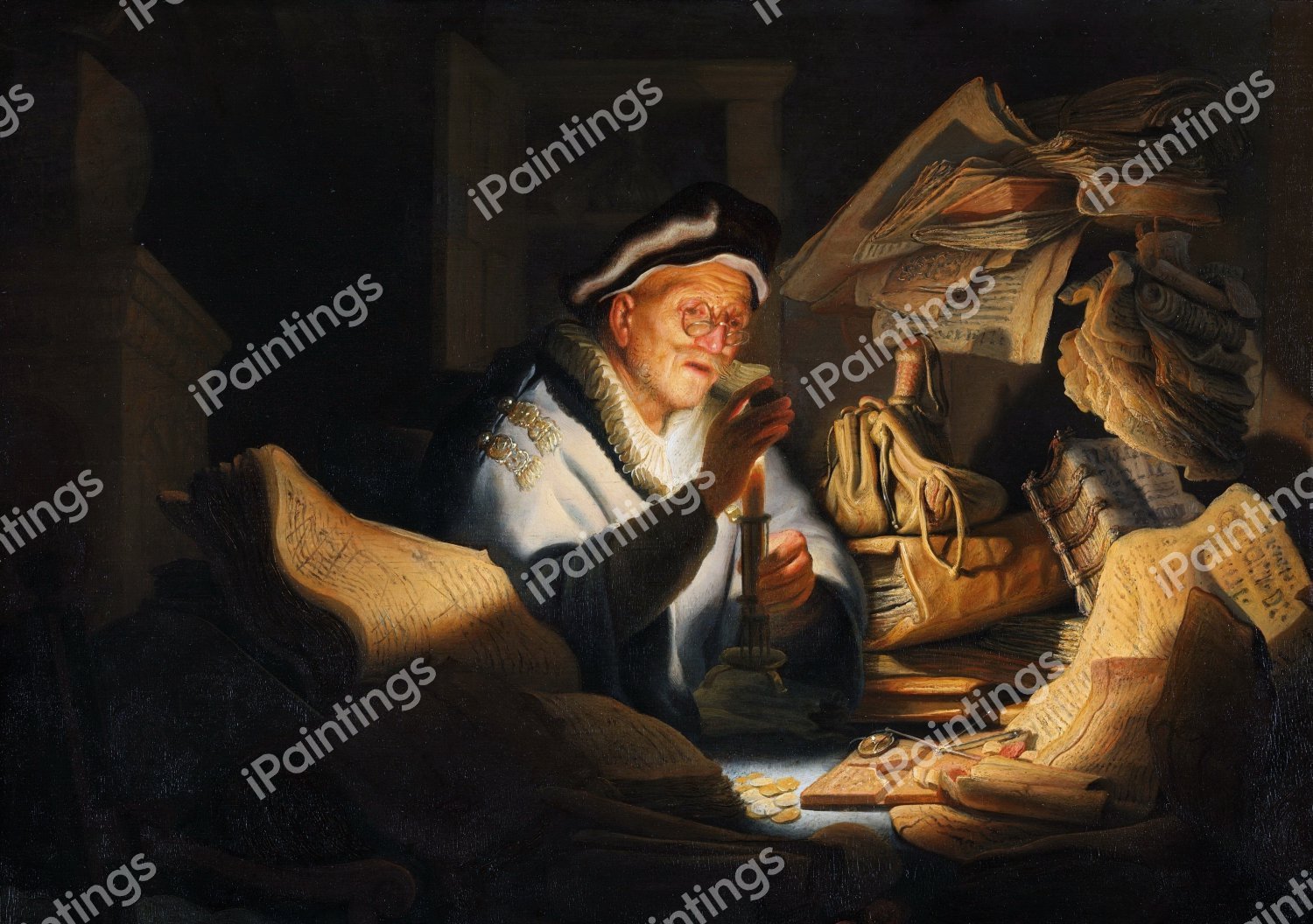 The Parable of the Rich Man (Moneychanger). The painting by Rembrandt van Rijn