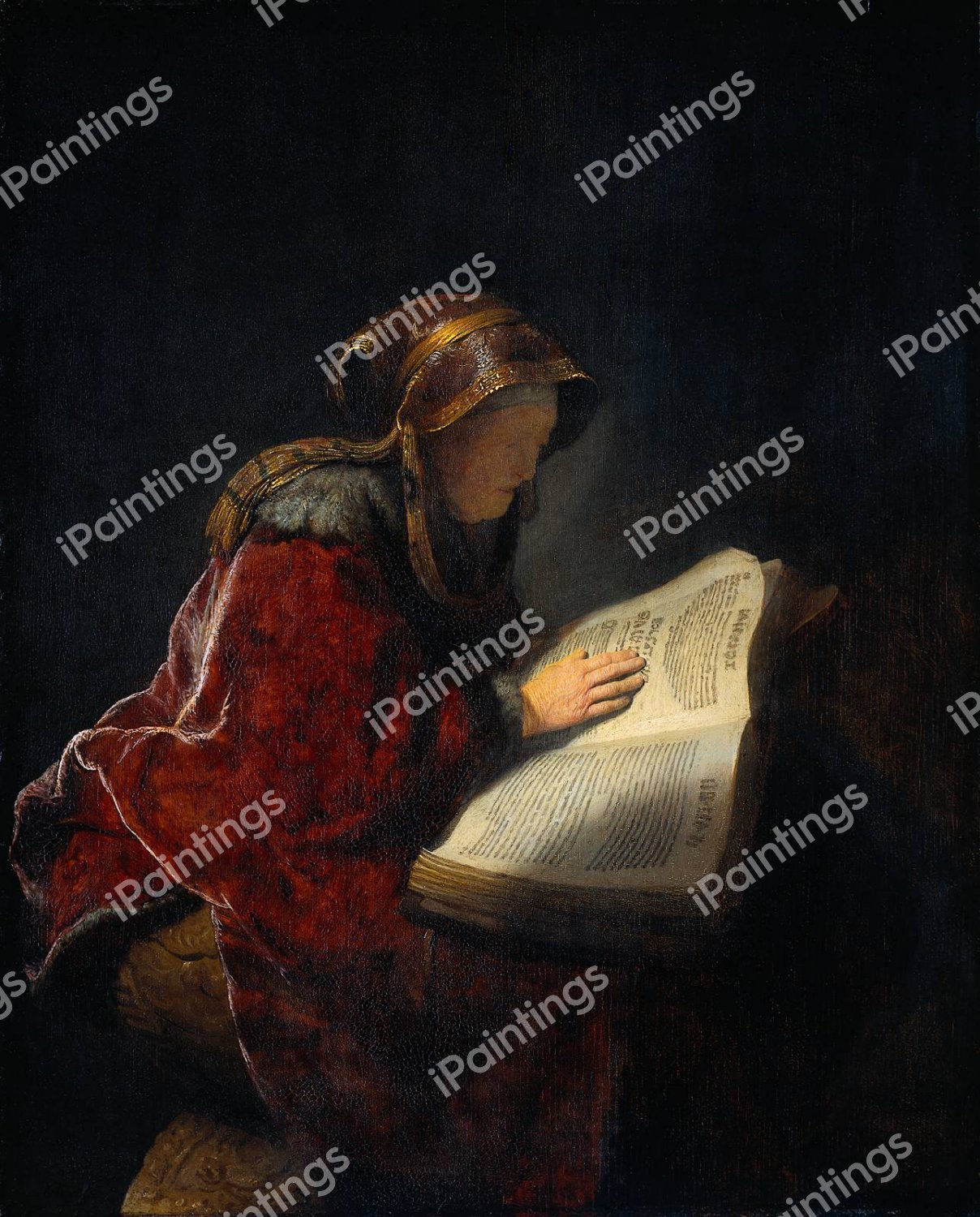 The Prophetess Anna (Rembrandt's Mother). The painting by Rembrandt van Rijn