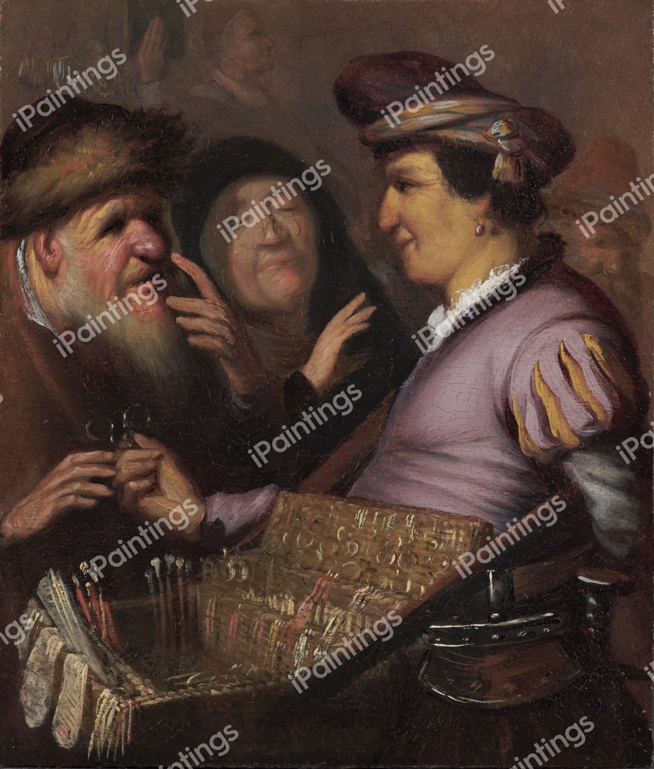 The Spectacles Seller (Sight). The painting by Rembrandt van Rijn