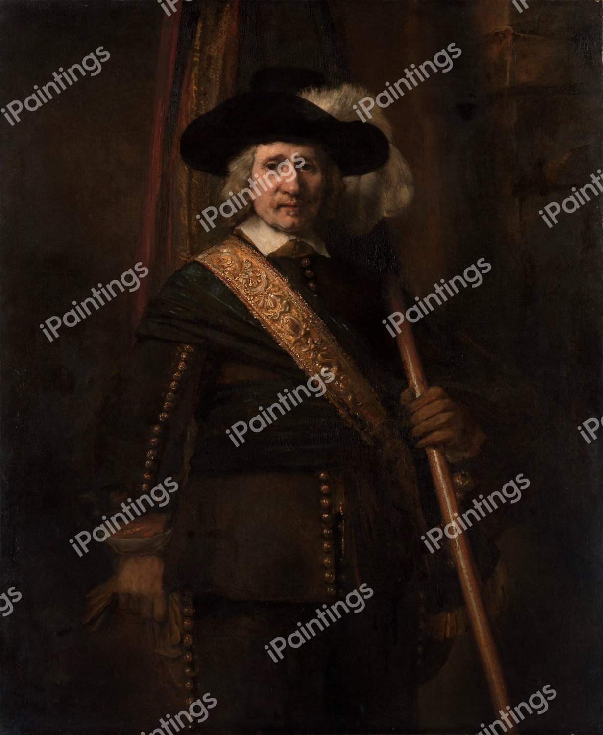 The Standard Bearer. The painting by Rembrandt van Rijn