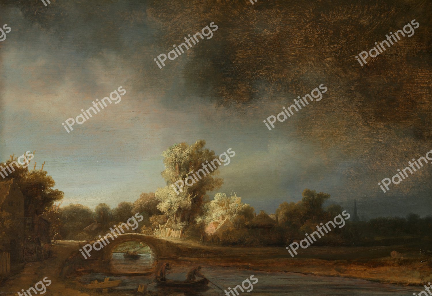 The Stone Bridge. The painting by Rembrandt van Rijn