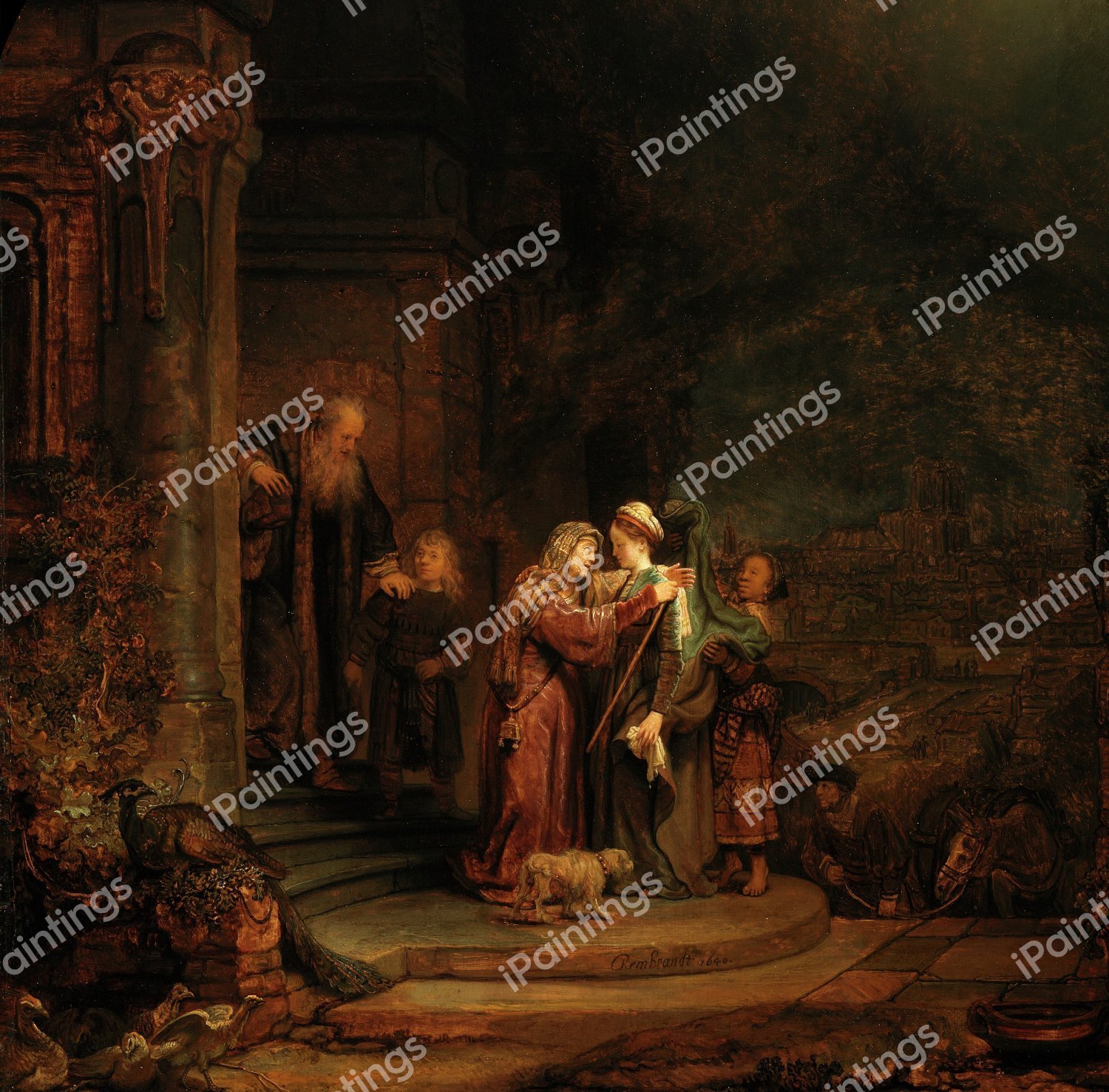 The Visitation. The painting by Rembrandt van Rijn