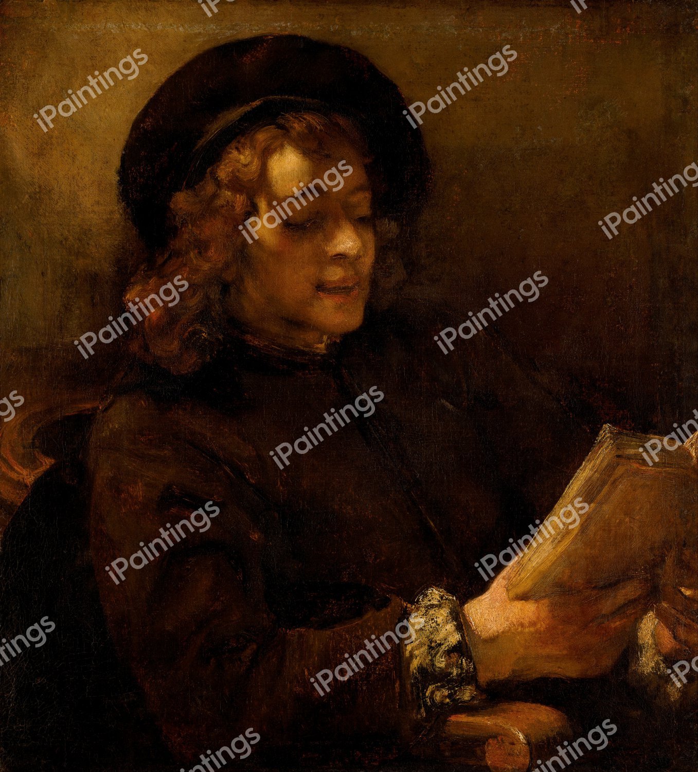 Titus van Rijn, the Artist's Son, Reading. The painting by Rembrandt van Rijn