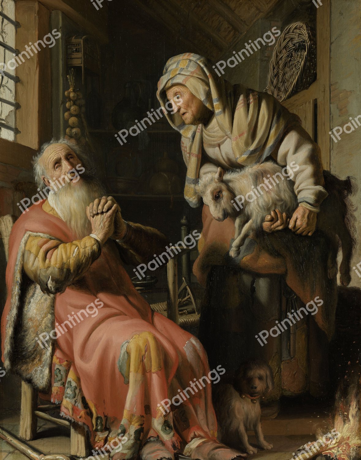 Tobit and Anna with the Kid. The painting by Rembrandt van Rijn