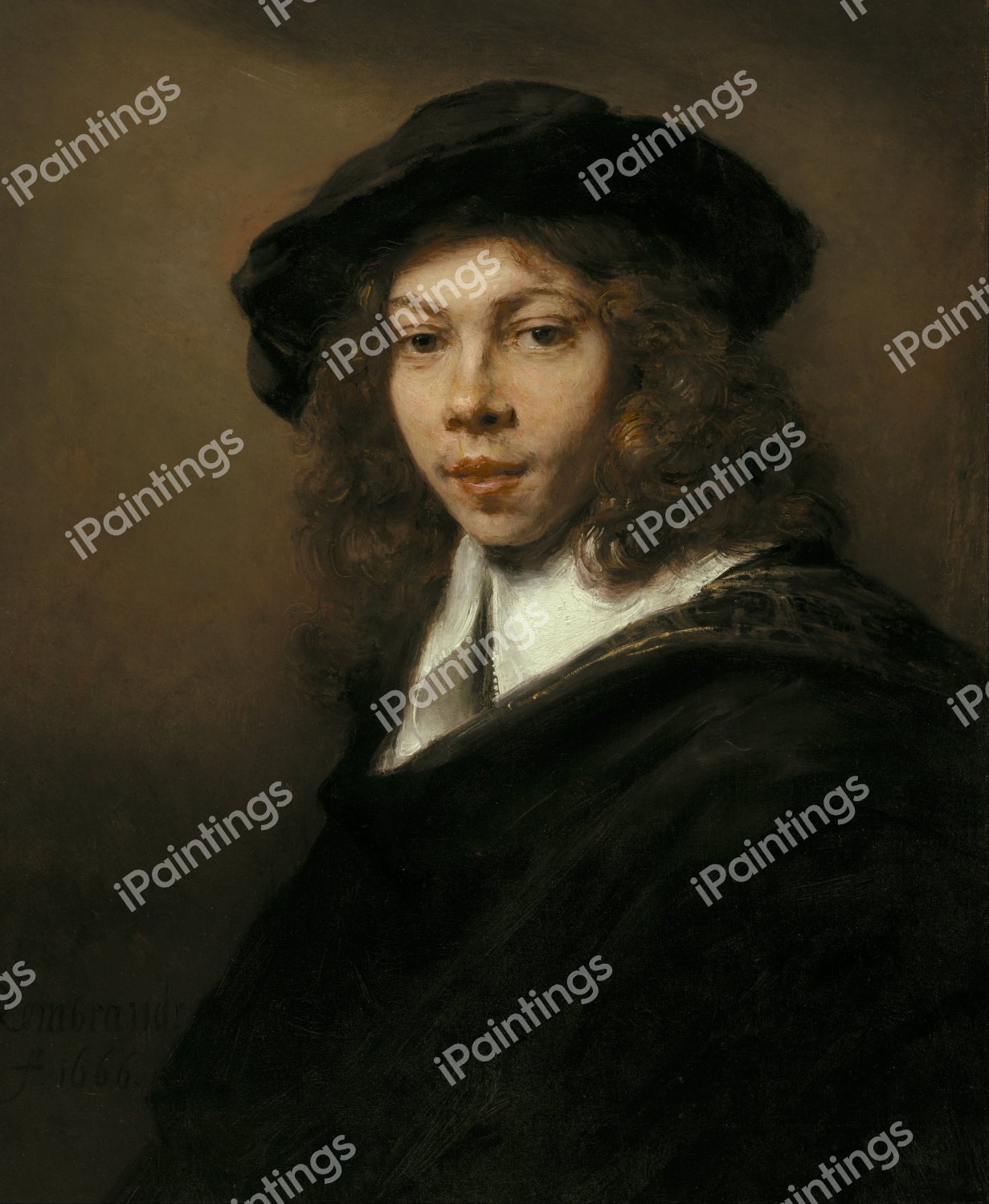 Young Man in a Black Beret. The painting by Rembrandt van Rijn