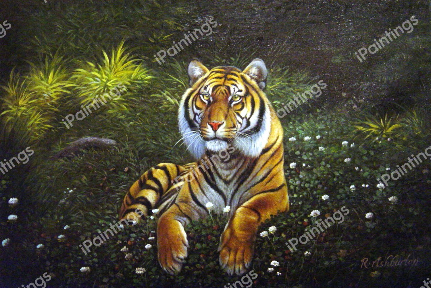Resting Bengal Tiger. The painting by Our Originals