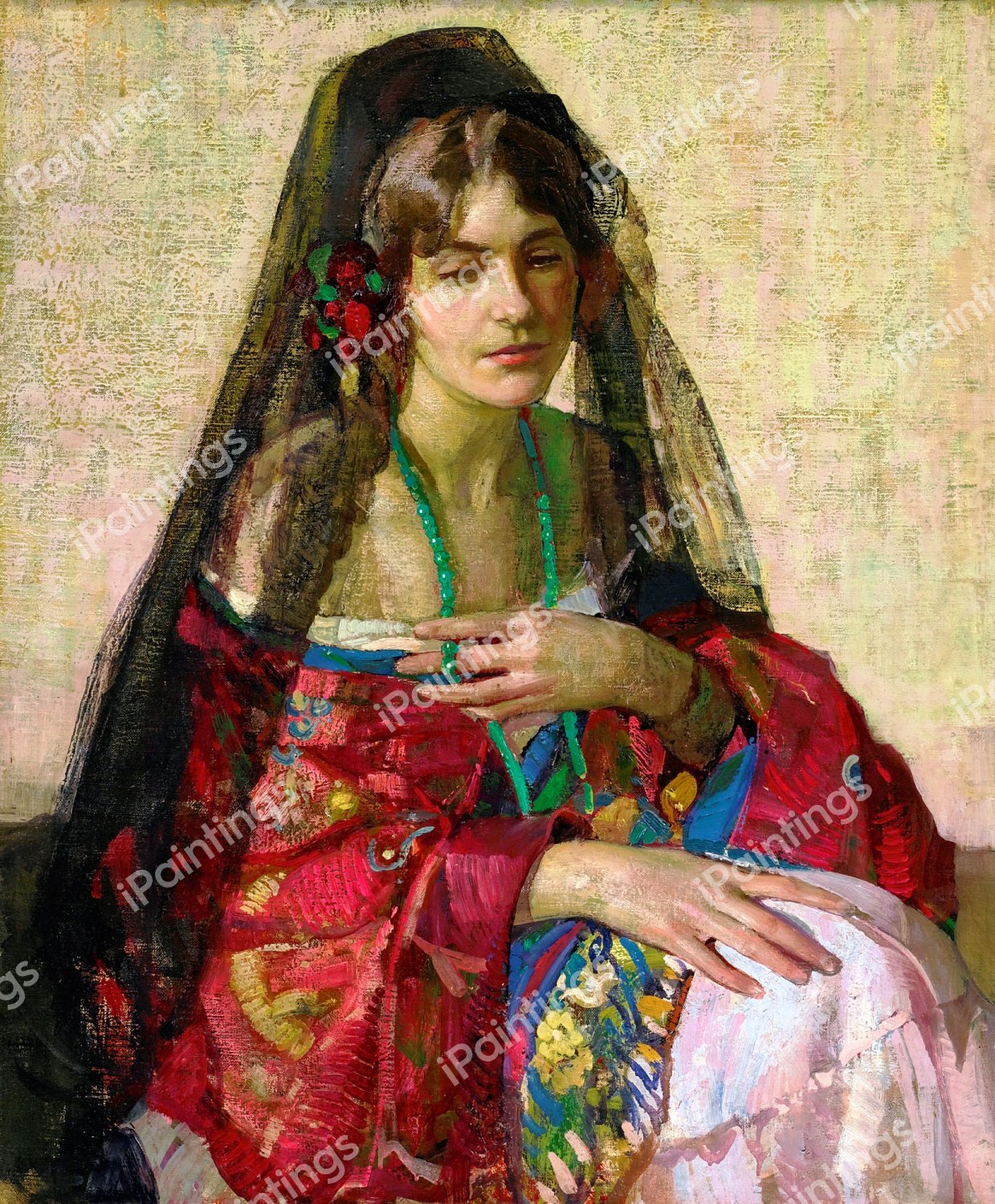 Black Mantilla. The painting by Richard Edward Miller