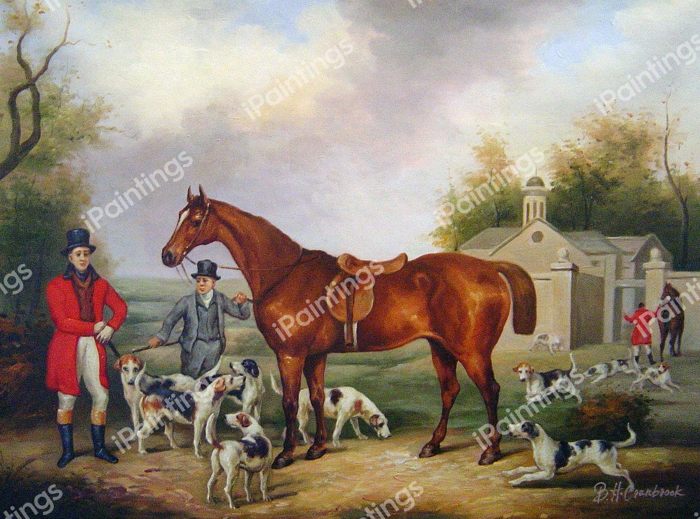 Foxhunting Huntsman And Foxhounds At Woodfold Park. The painting by Richard Jones