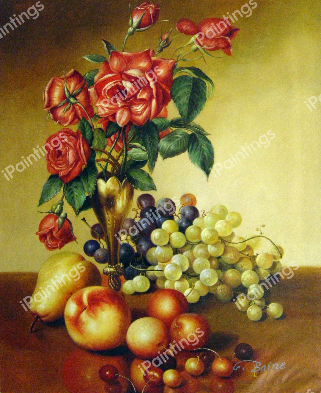 Still Life With Roses And Fruit. The painting by Robert Dunning