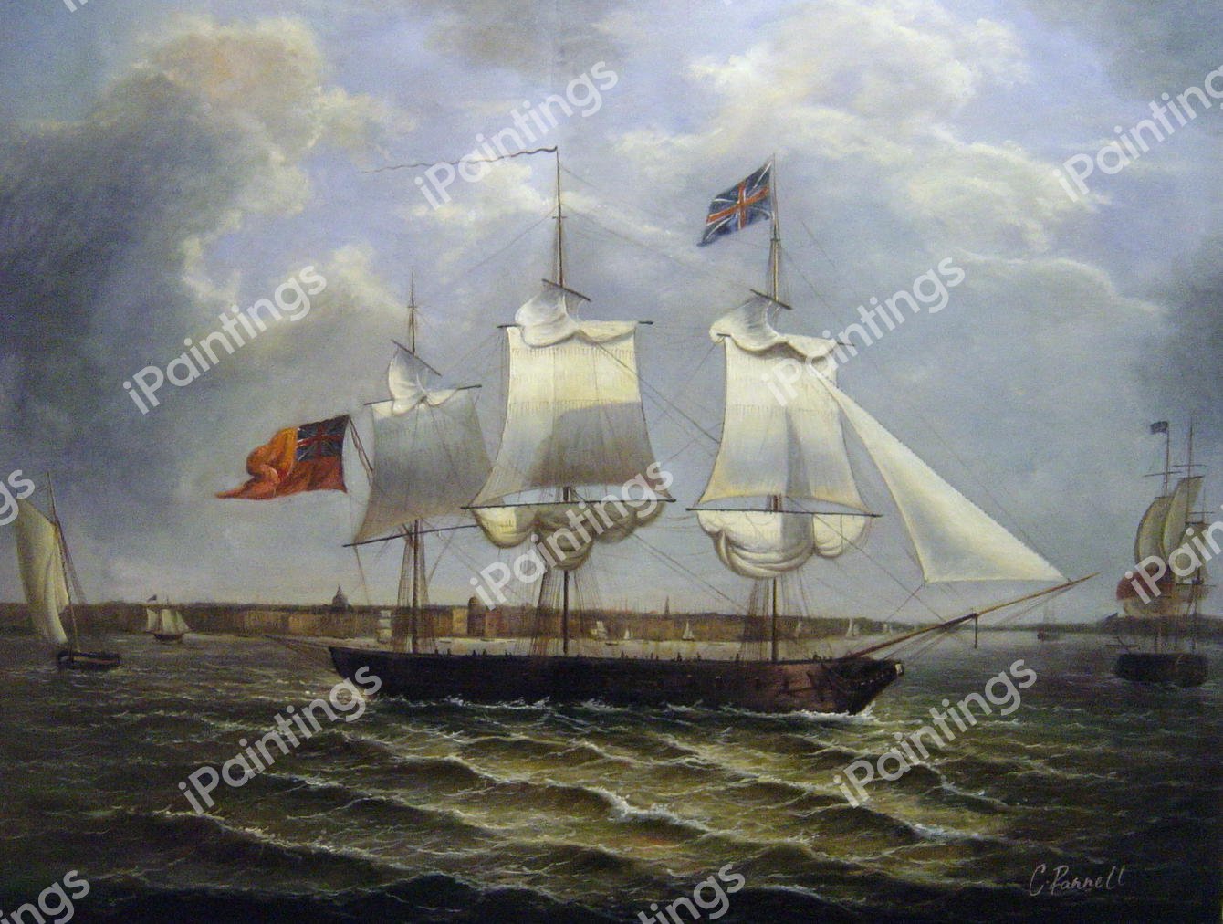 Mail Packet With Other Shipping Off Liverpool. The painting by Robert Salmon