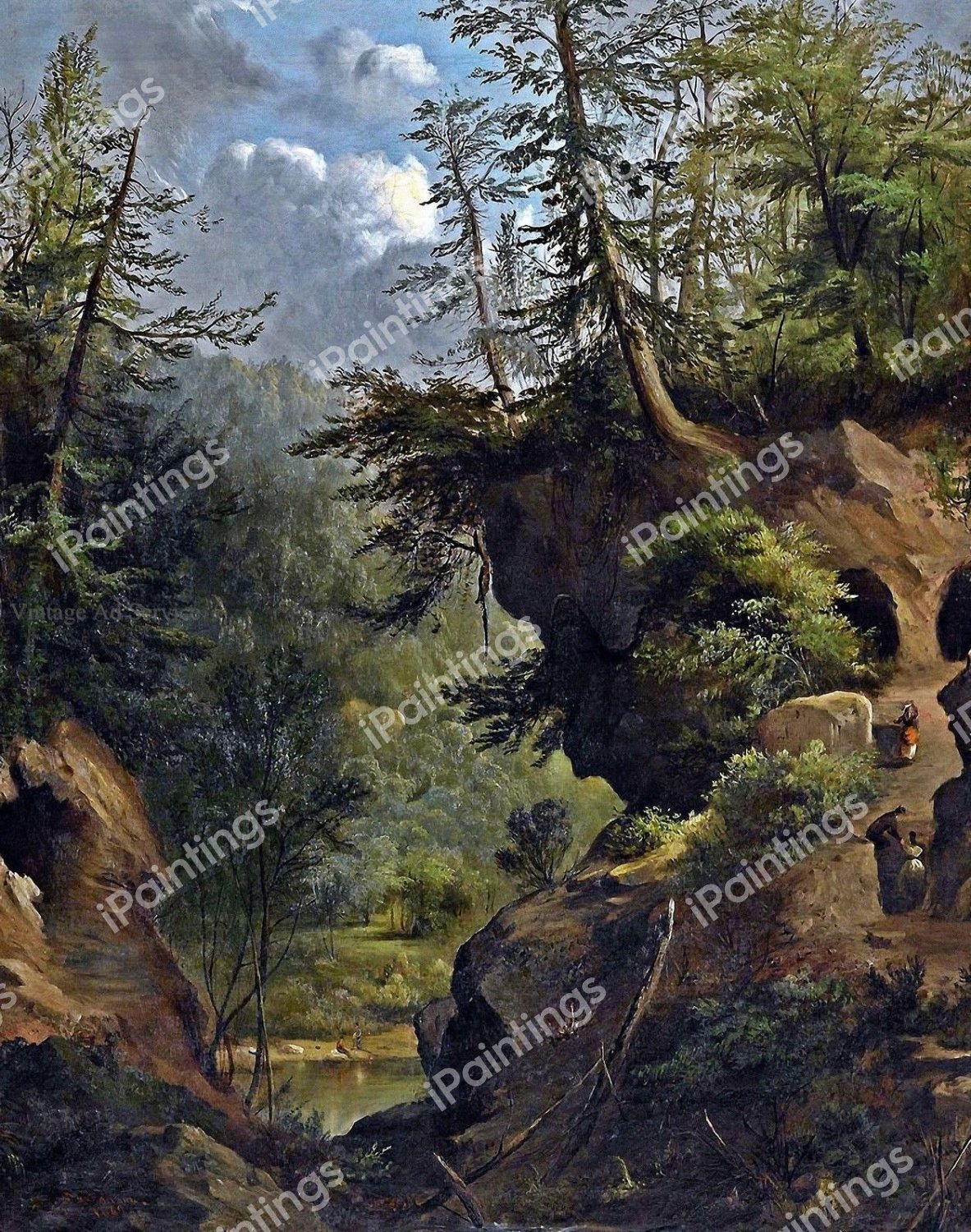 The Caves. The painting by Robert Scott Duncanson
