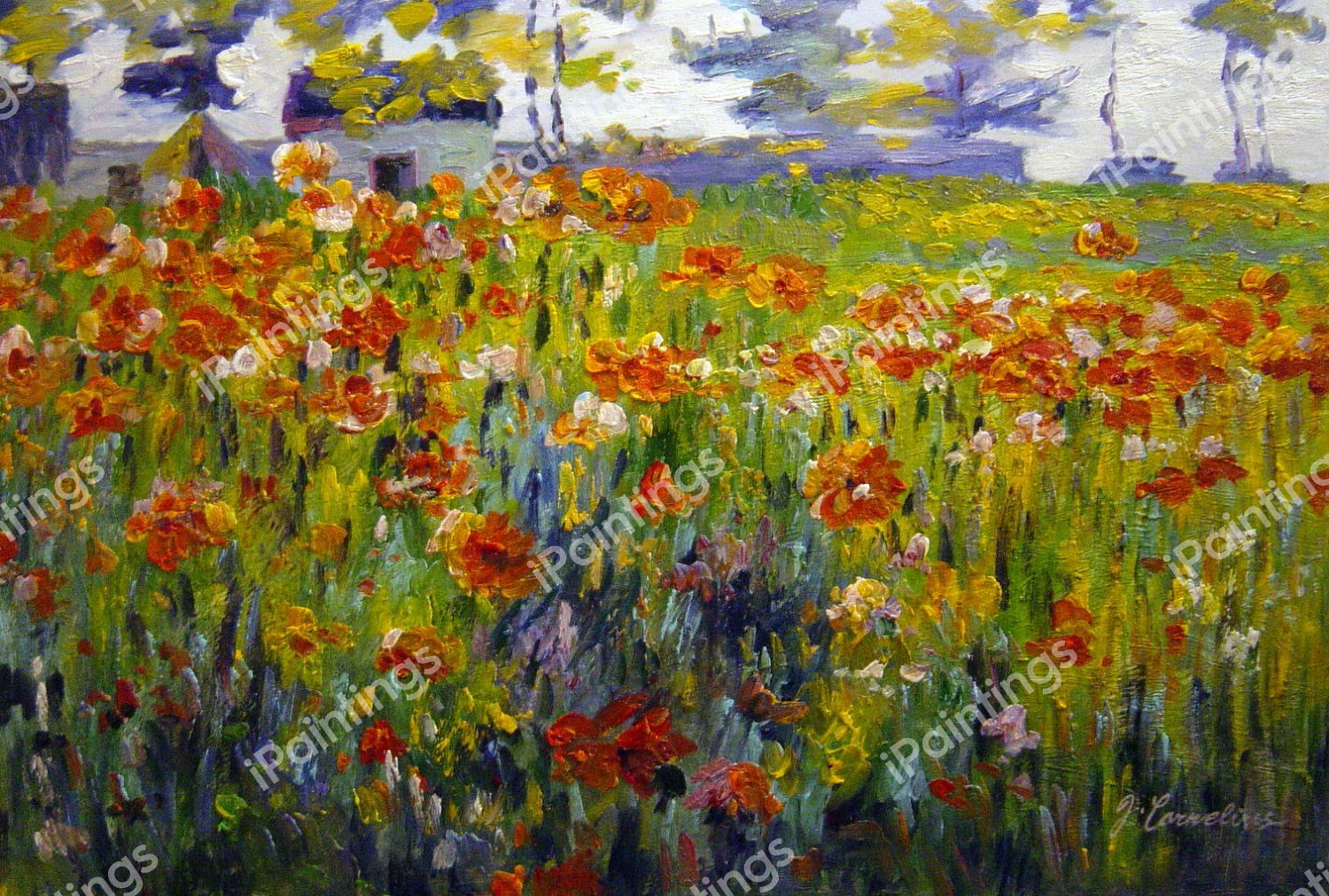 Poppies In France. The painting by Robert Vonnoh