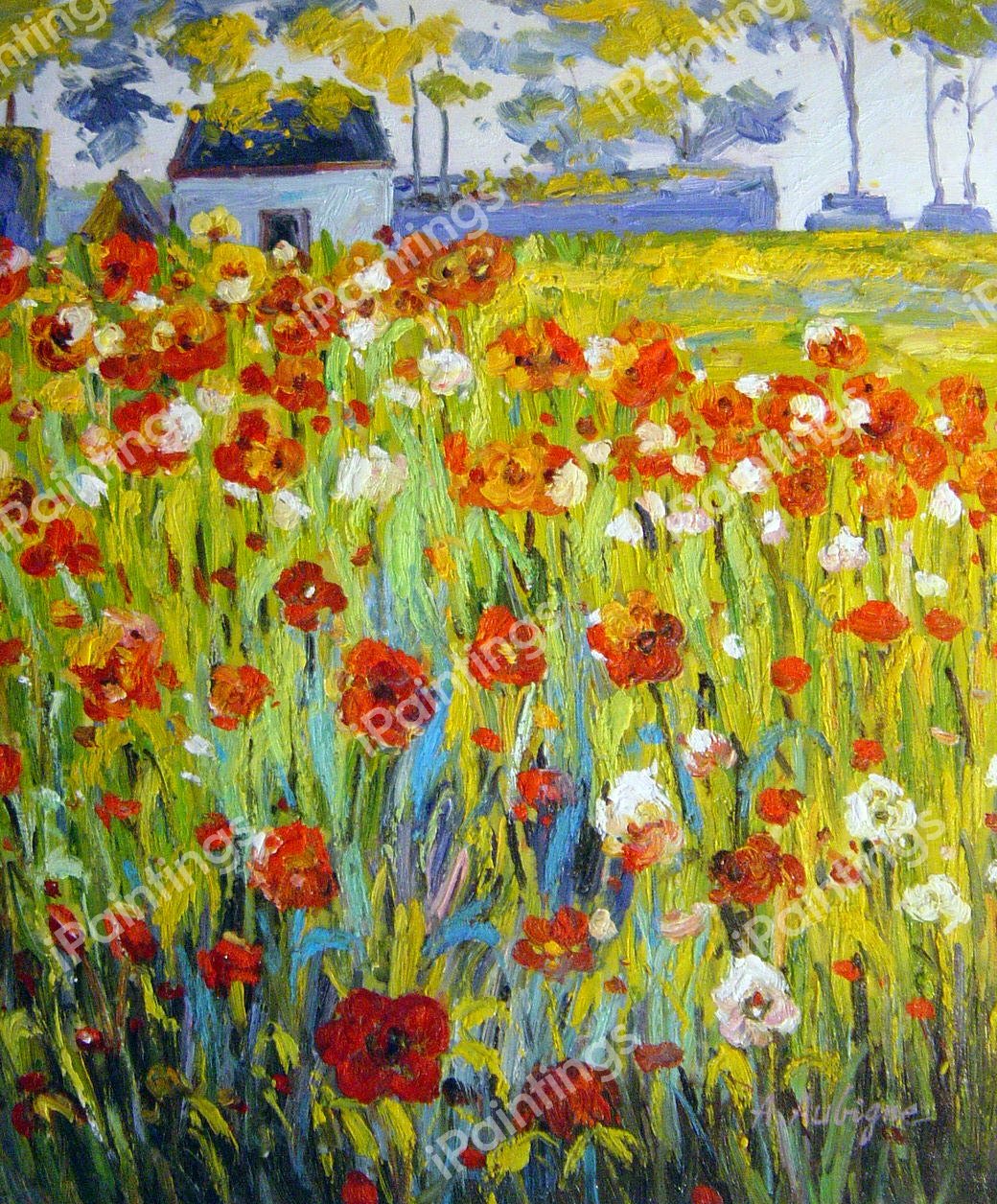The Poppies In France. The painting by Robert Vonnoh