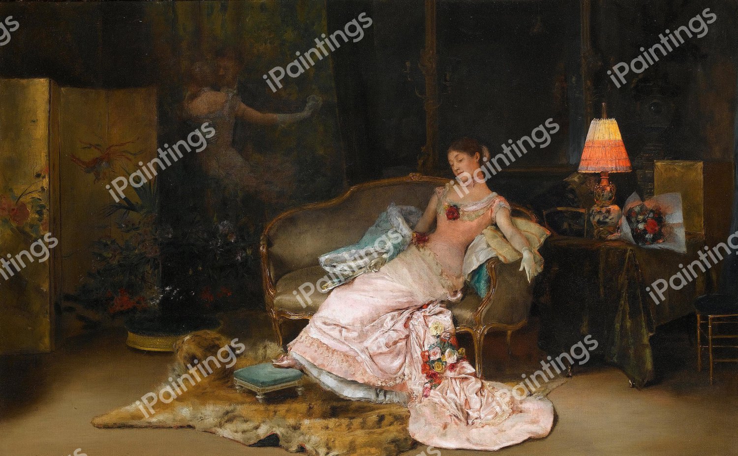 A Reverie During the Ball . The painting by Rogelio de Egusquiza