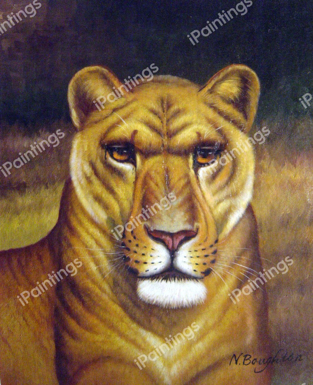 Head Of A Lioness. The painting by Rosa Bonheur
