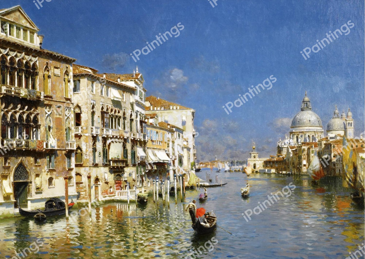 At the Grand Canal, Venice. The painting by Rubens Santoro