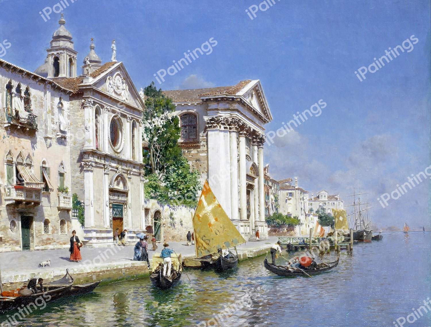 The Zattera and Church of the Jesuate, Venice. The painting by Rubens Santoro