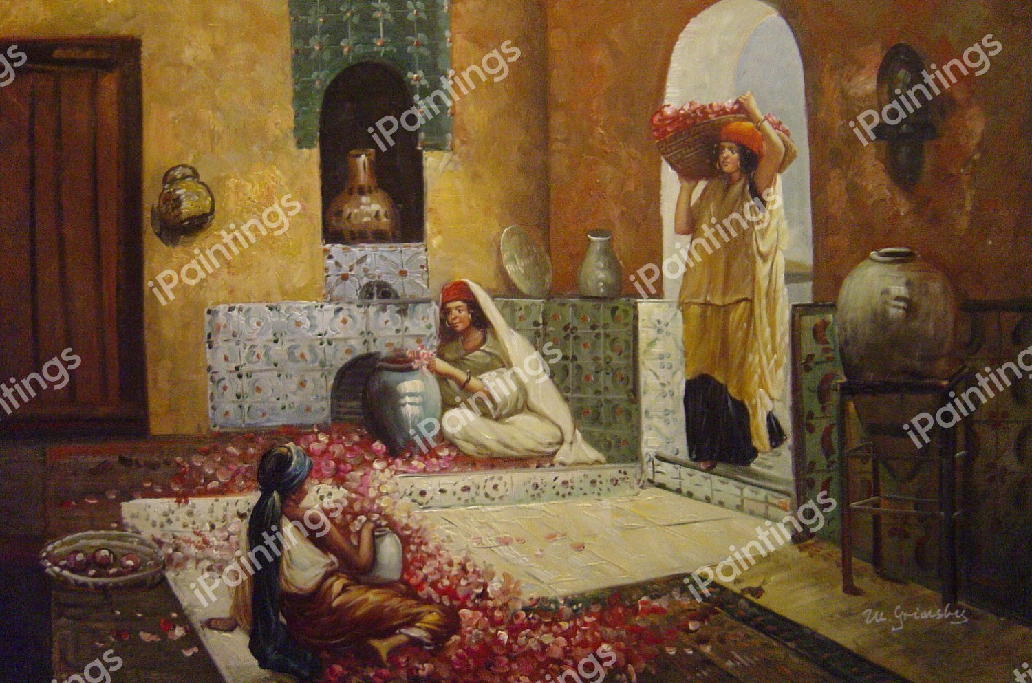 Gathering Of Roses. The painting by Rudolph Ernst