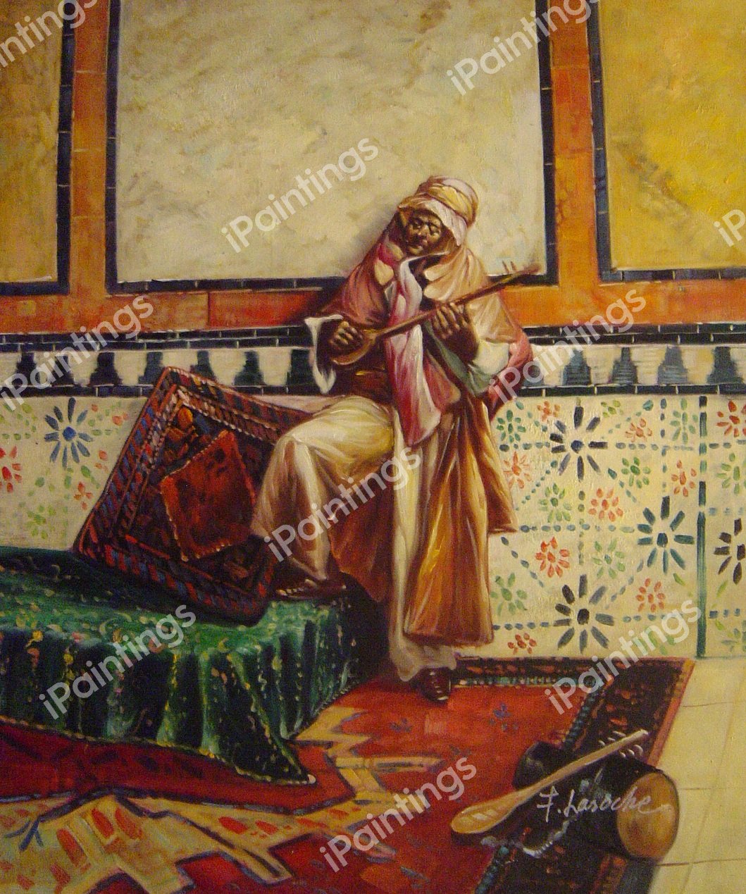Gnaoua In A North African Interior. The painting by Rudolph Ernst