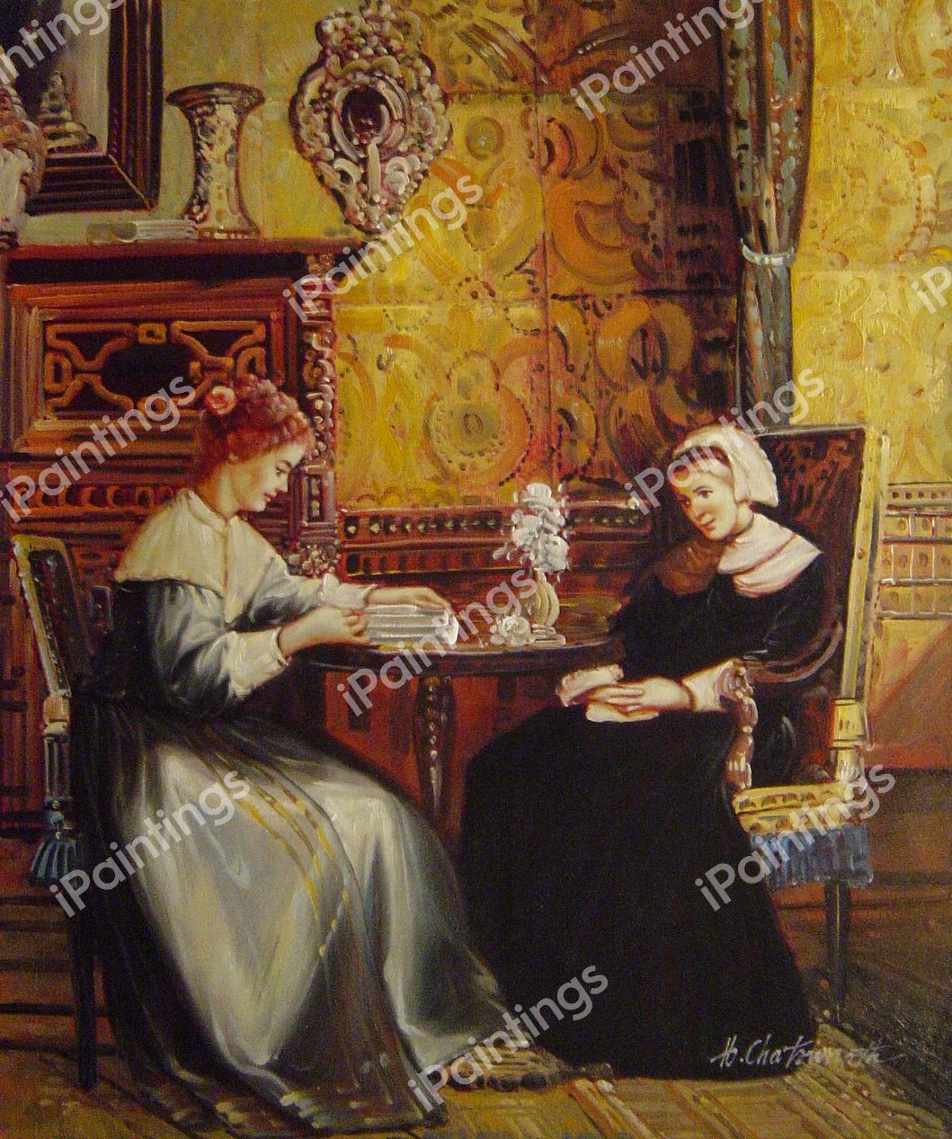 Reading A Book. The painting by Rudolph Ernst