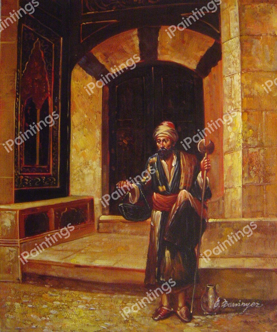 The Beggar. The painting by Rudolph Ernst