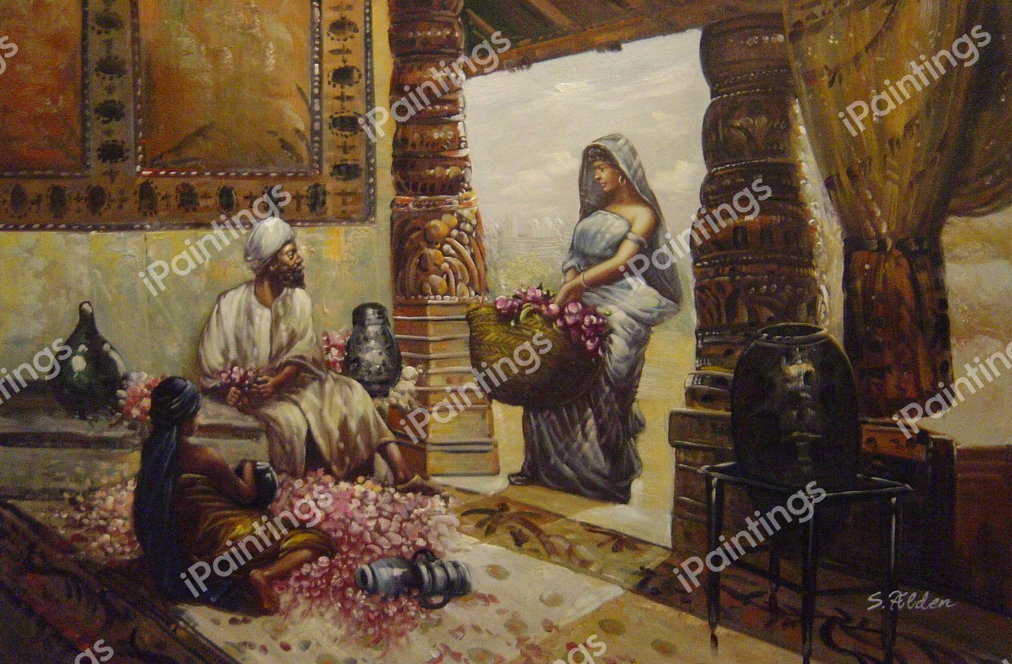 The Flower Maidens. The painting by Rudolph Ernst