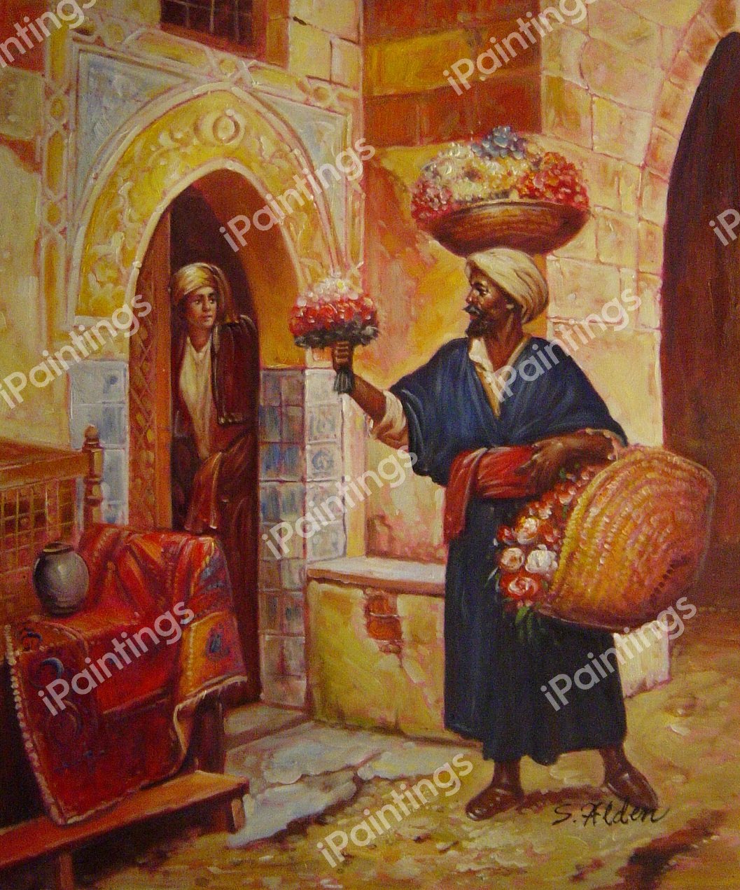 The Flower Merchant. The painting by Rudolph Ernst