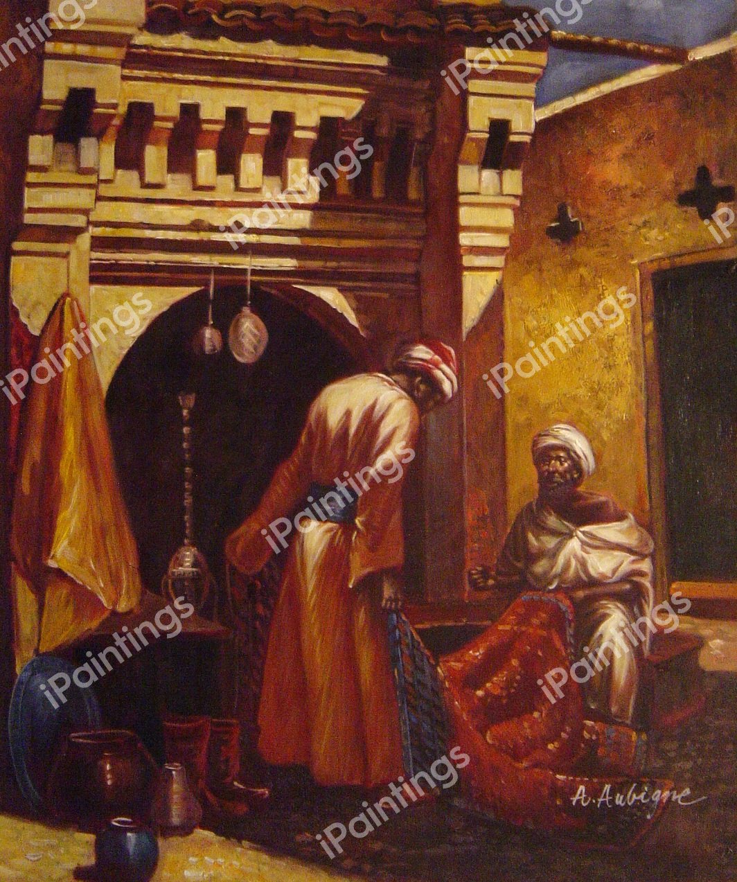 The Rug Merchant. The painting by Rudolph Ernst