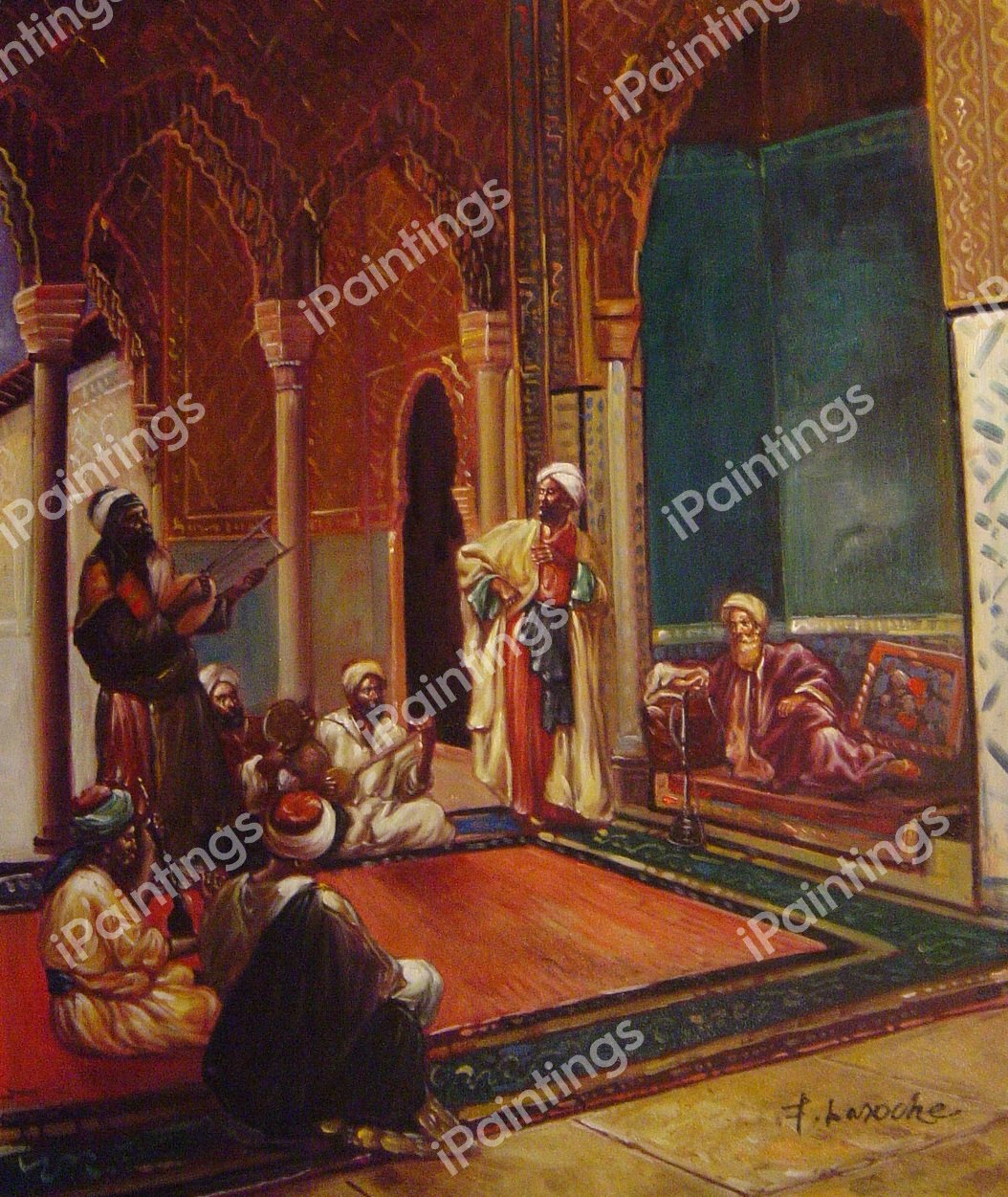 Traveling Musicians Playing For The Sultan. The painting by Rudolph Ernst