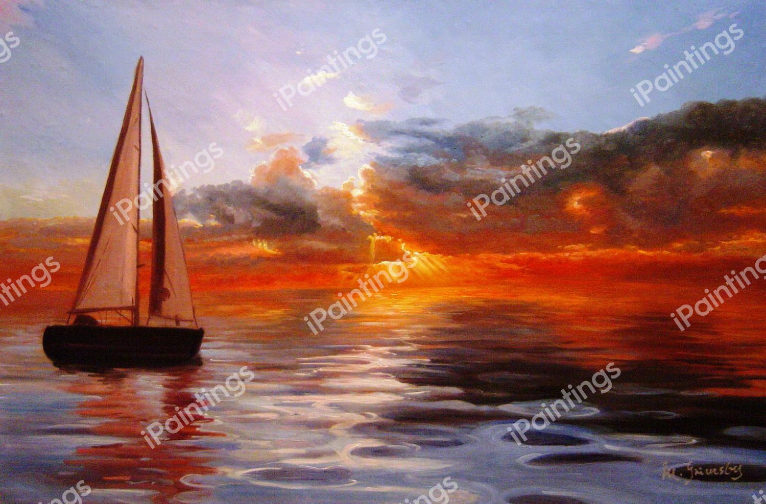 Sail Into The Sunset. The painting by Our Originals