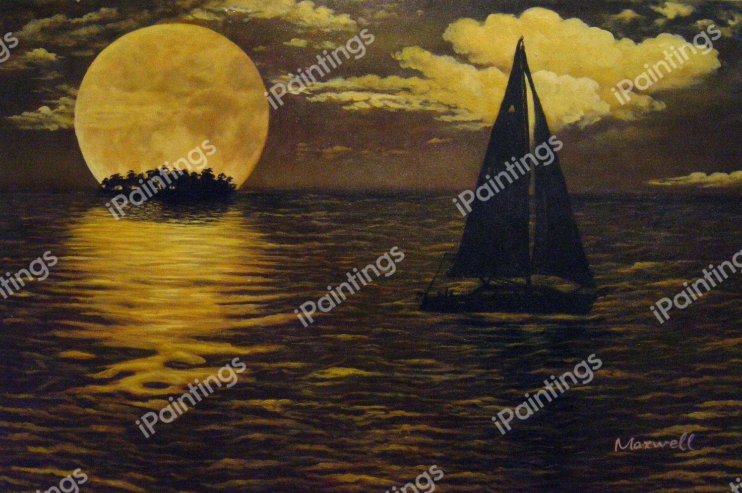 Sailing At Sunset. The painting by Our Originals
