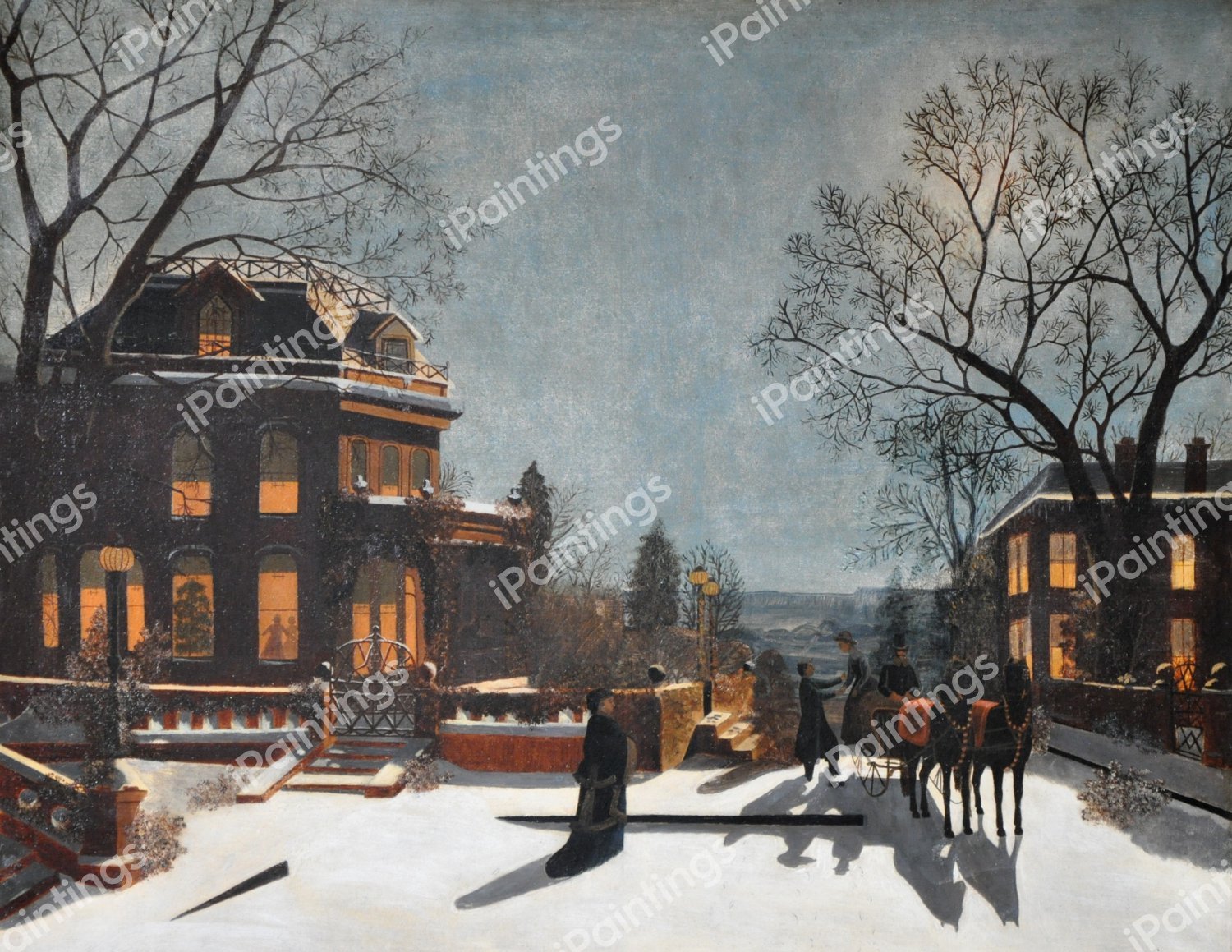 View from Upper Manhattan across the Hudson River. The painting by Samuel S. Carr